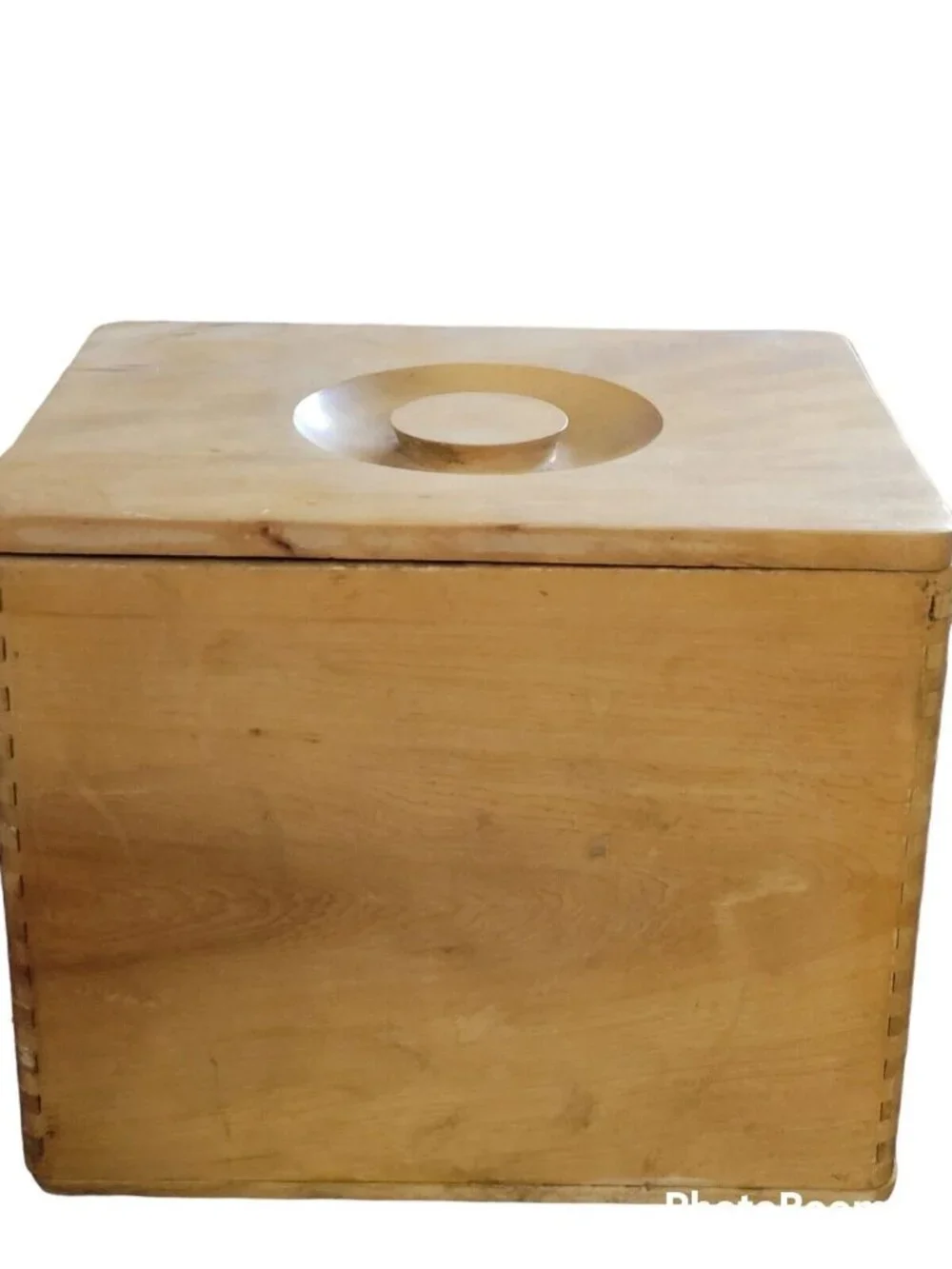 Plain Large Wooden Canister Dovetail Edge Box Sans Rooster Lid Japan Vtg 8x6x6in
